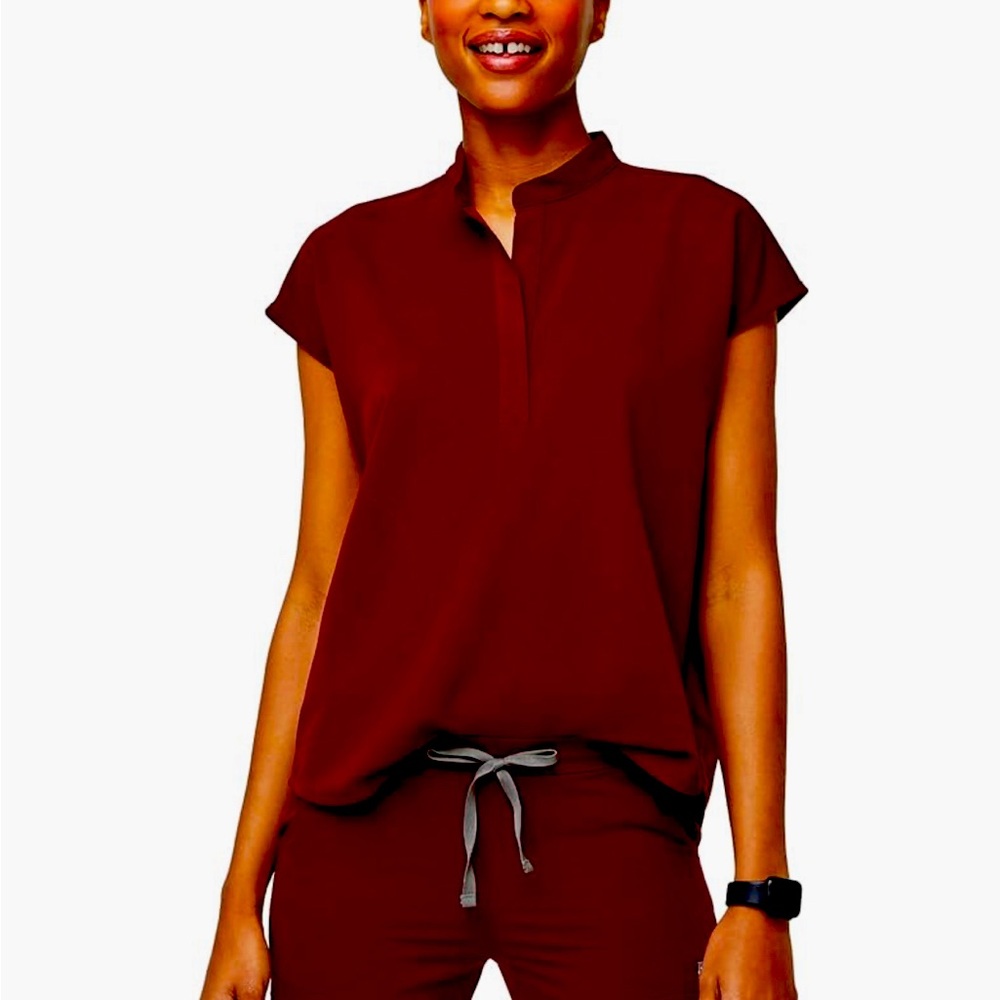 FIGS size small Burgandy Rafael Top
